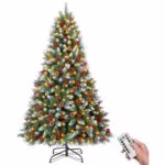 Tehiskuusk 180 cm, 300 LED-tuld, käbide ja marjadega