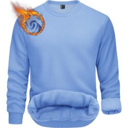 Meeste fliisiga vooderdatud pikkade varrukatega sweatshirt – helesinine M
