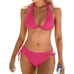 CUPSHE V-kaelusega bikiinikomplekt Magenta (M-suurus)