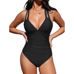 CUPSHE naiste V-kaelusega korrigeeriv trikoo, must (XL)