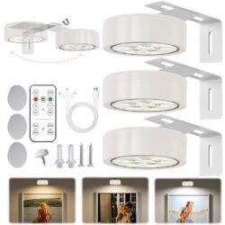 Magnetilised LED-pildivalgustid puldiga, 3 tk – laetavad