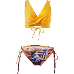 Bikiinikomplekt twist-esiosa push-up lilleline - Kollane XL