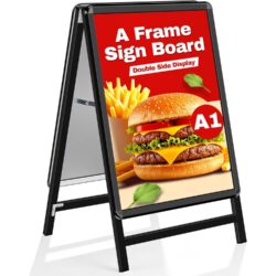 Kahepoolne ilmastikukindel reklaamstend A1, must