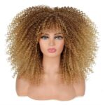 Pikk lokkis Afro parukas tukkudega (Ombre Blonde)