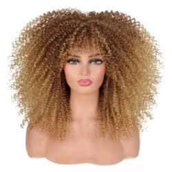 Pikk lokkis Afro parukas tukkudega (Ombre Blonde)
