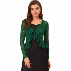 Pikkade varrukatega pitsist bolero – tumeroheline, XL