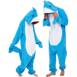 Hai Onesie-tüüpi pehme kostüüm-pajama – Sinine, M