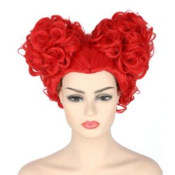 Queen of Hearts Cosplay parukas, lühike ja lokkis, punane