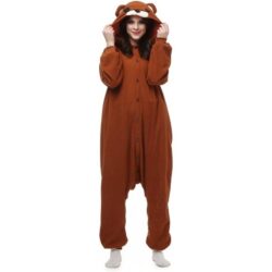 Pruun karu looma-onesie täiskasvanutele, M