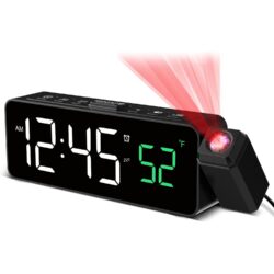 Netzu 180° projektsiooniga äratuskell termomeetriga