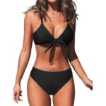 CUPSHE V-kaelusega bikiinikomplekt Crossback Knot, must S