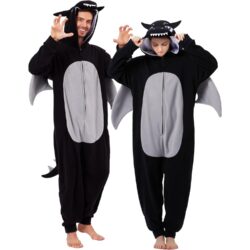 Musta draakoni kigurumi täiskasvanutele, suurus S