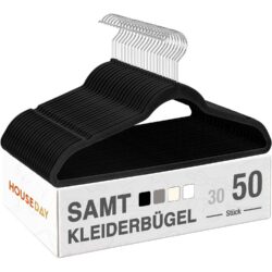 Sametkattega libisemiskindlad riidepuud, 50 tk komplekt - must
