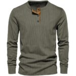 MakingDa meeste pikkade varrukatega korduvat-stiilis Henley särk, 3XL