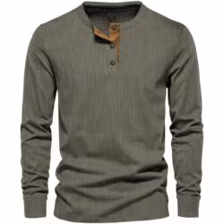 MakingDa meeste pikkade varrukatega korduvat-stiilis Henley särk, 3XL