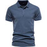 Meeste lühikeste varrukatega puuvillane polosärk - Sinine, 2XL