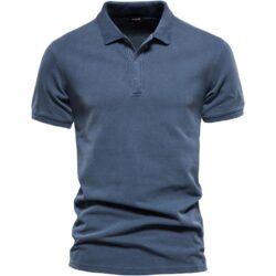 Meeste lühikeste varrukatega puuvillane polosärk - Sinine, 2XL