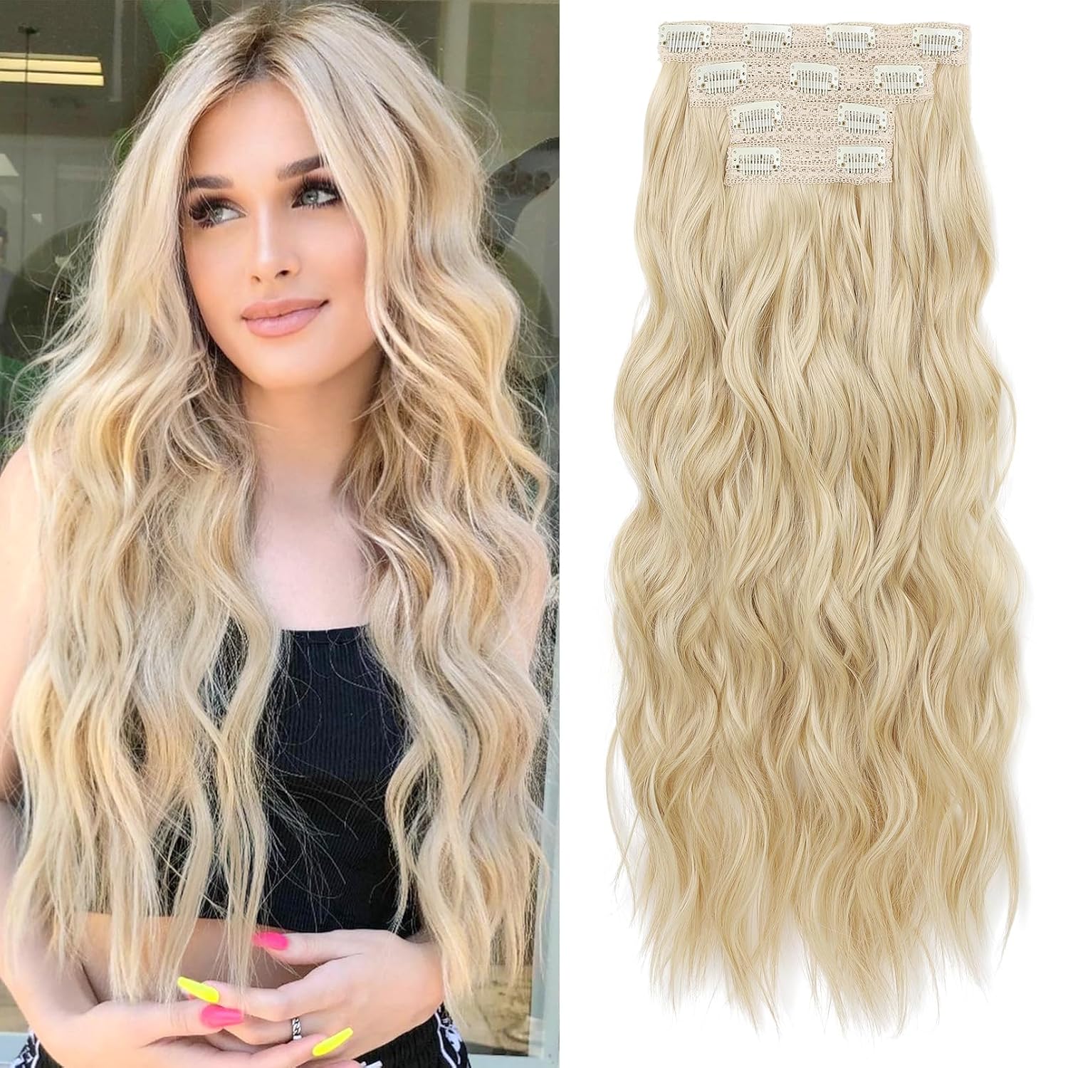 clip-in juuksepikendused REECHO Clip-in juuksepikendused, 4 tk, 60 cm, naturaalne blond