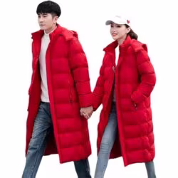 Unisex soe voodriga talvemantel kapuutsiga, punane, 4XL