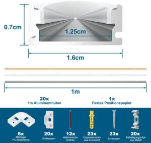 LED alumiiniumprofiil U-kujuline 10 x 1 m piimja kattega