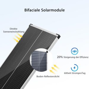 Bifatsiaalne monokristalliline päikesepaneel 100W 12V