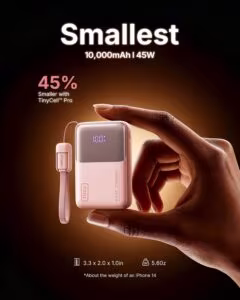 INIU akupank 10000mAh 45W LED-ekraaniga, roosa