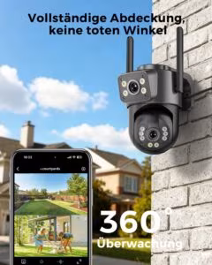Kahe objektiiviga 2K WiFi PTZ välikaamera, must