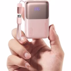 INIU akupank 10000mAh 45W LED-ekraaniga, roosa