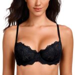 Naiste pitsist balconette push-up rinnahoidja, must, 38B