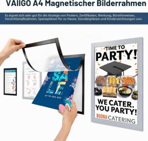 Isekleepuvad A4 magnetraamid infolehtedele, 5 tk, must