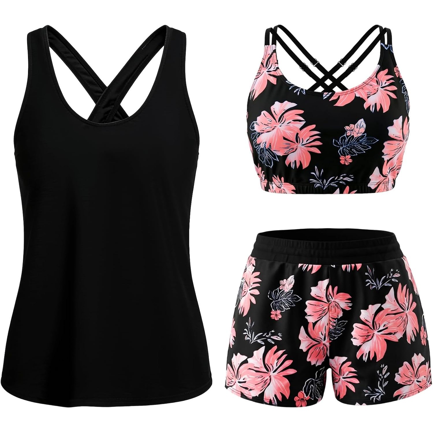 tankini ujumiskomplekt (Squared) Naiste 3-osaline tankini ujumiskomplekt, XXL - Pilt 1