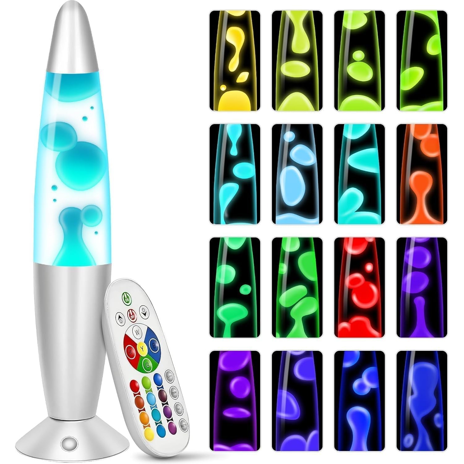 värvimuutev led lavalamp (Squared) Värvimuutev LED laavalamp puldiga – 17 värvi - Pilt 1