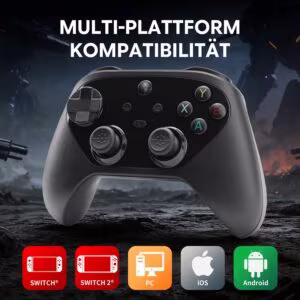 Juhtmevaba mängupult Hall-Effect päästikutega, must