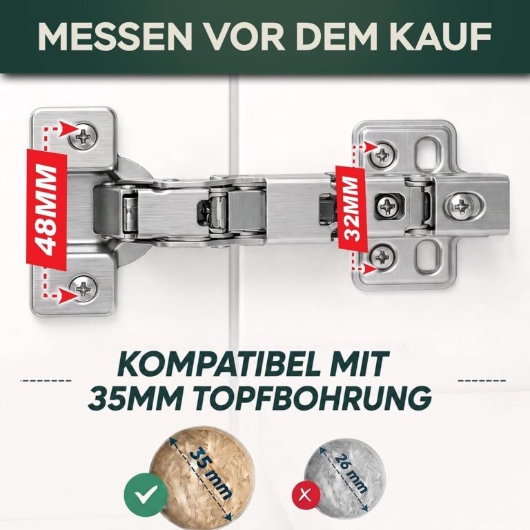 Köögikapi hinged 165° Soft-Close pehmelt sulguvad, 35 mm, 4 tk