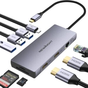 USB-C dokkimisjaam kahele monitorile, 9-in-1 (Dual 4K HDMI, 100W)