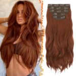Lainelised klambriga juuksepikendused 50 cm – Medium Auburn