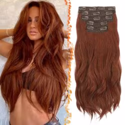 Lainelised klambriga juuksepikendused 50 cm – Medium Auburn