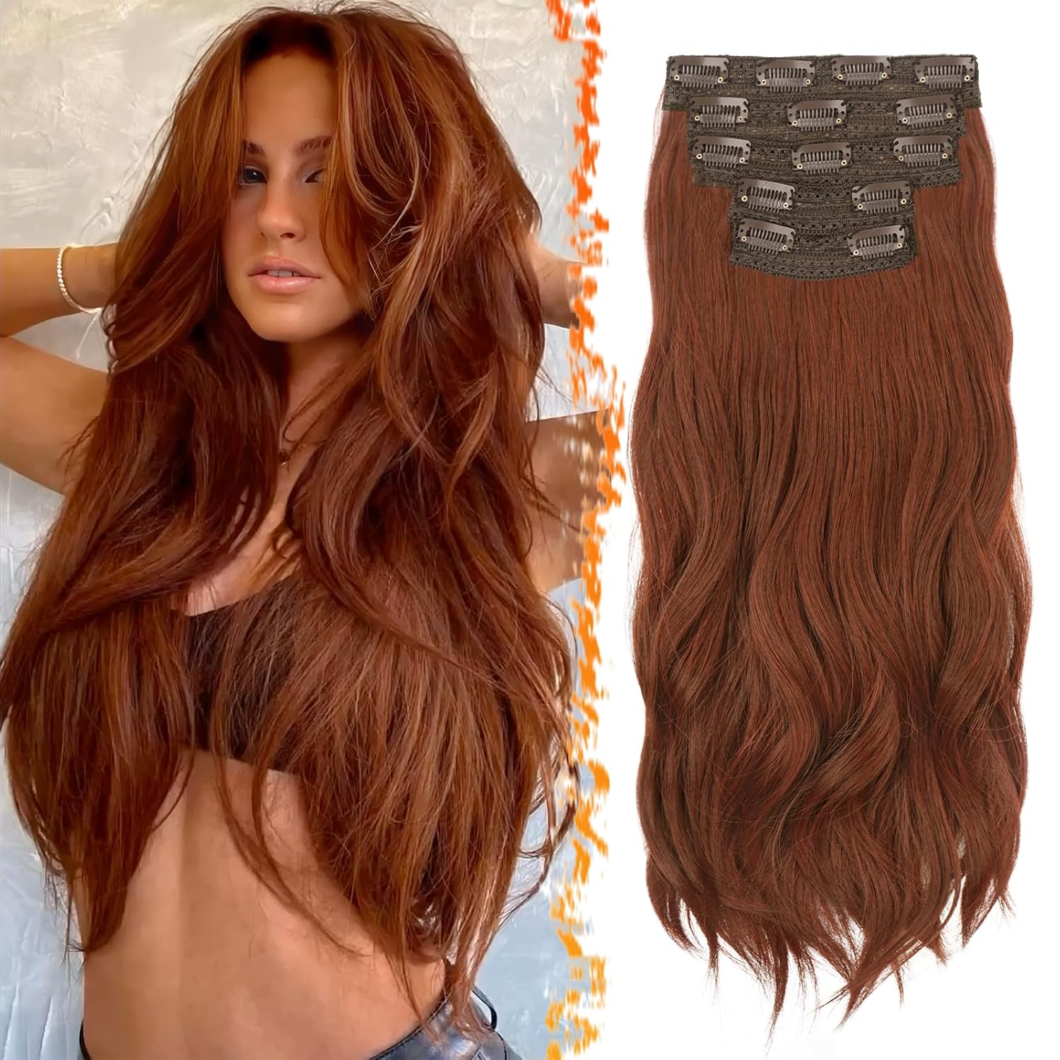 klambriga juuksepikendused Lainelised klambriga juuksepikendused 50 cm – Medium Auburn