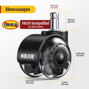Kummist kontoritooli rattad 11 mm (5 tk komplekt)