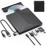 Väline DVD-seade ja kirjutaja USB 3.0 ja SD/TF lugejaga