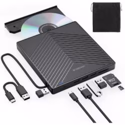 Väline DVD-seade ja kirjutaja USB 3.0 ja SD/TF lugejaga