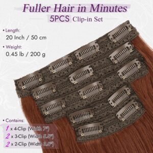 Lainelised klambriga juuksepikendused 50 cm – Medium Auburn